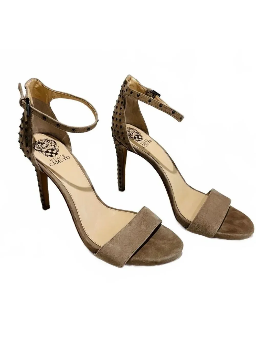 Vince Camuto Women's Suede Studded High Heel Sandals Ankle Strap Size 10